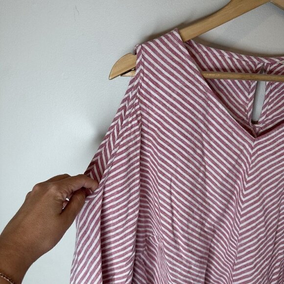 Soft Surroundings Womens 3/4 Cold Sleeve Linen Blend Striped Tunic Blouse 2X - Picture 4 of 12